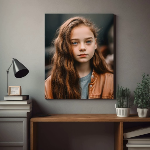 Приклад картини по фото, на якій зображена молода дівчина в інтер'єрі